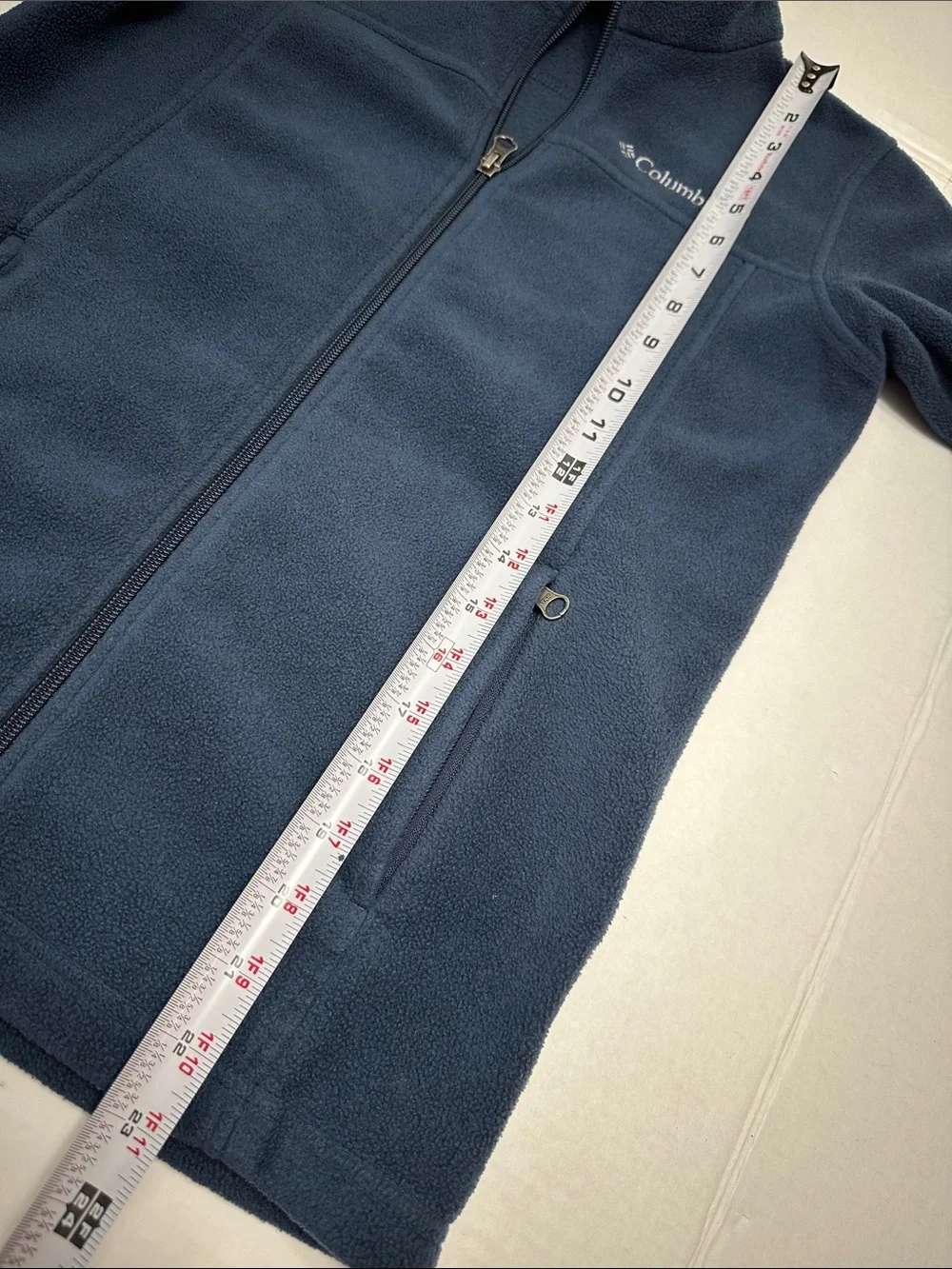 Columbia Navy Fleece Jacket Full Zip Pockets Youth Size Medium 10/12